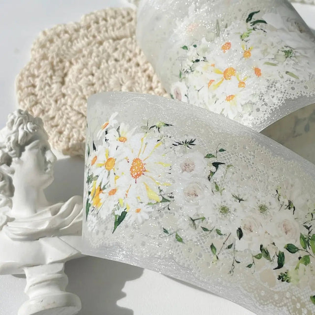 PET Tape Petals en Blanc - 55 mm - 1 - Washi Tape Shop - Tidformera