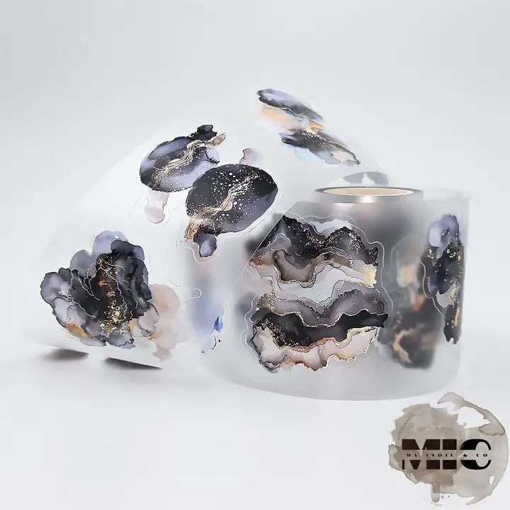 Pet Tape Pre - cut - MIC - Black Splash 3D Silver Foiled 70 mm - 1 - MIC & MIM Premium Paper Shop - Tidformera