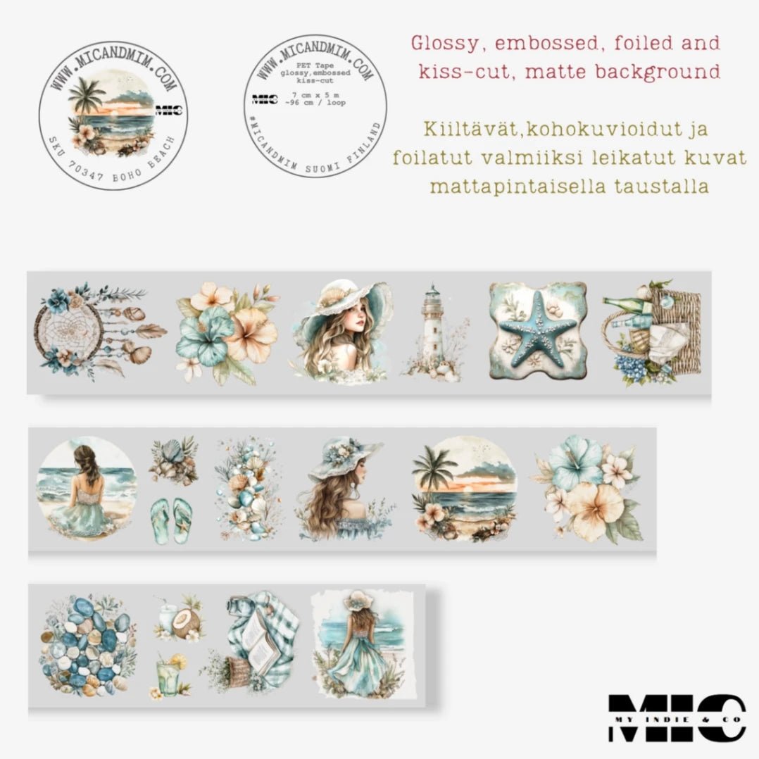 Pet Tape Pre - cut - MIC - Boho Beach 70 mm - 8 - MIC & MIM Premium Paper Shop - Tidformera