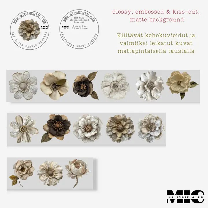 Pet Tape Pre - cut - MIC - Fabric Flowers 3D Glossy 70 mm - 7 - MIC & MIM Premium Paper Shop - Tidformera