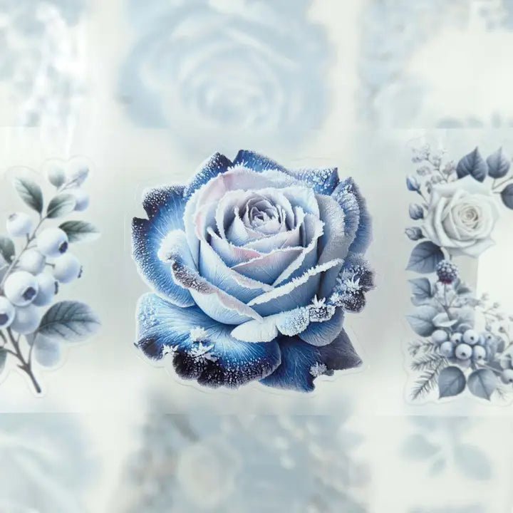 Pet Tape Pre - cut - MIC - Frosty Florals 70 mm - 4 - MIC & MIM Premium Paper Shop - Tidformera