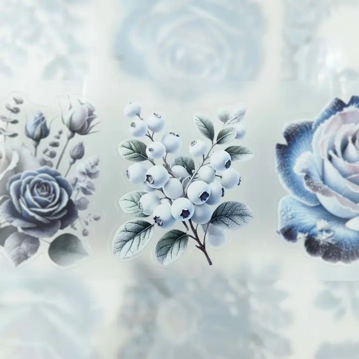 Pet Tape Pre - cut - MIC - Frosty Florals 70 mm - 6 - MIC & MIM Premium Paper Shop - Tidformera