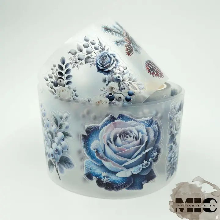 Pet Tape Pre - cut - MIC - Frosty Florals 70 mm - 1 - MIC & MIM Premium Paper Shop - Tidformera