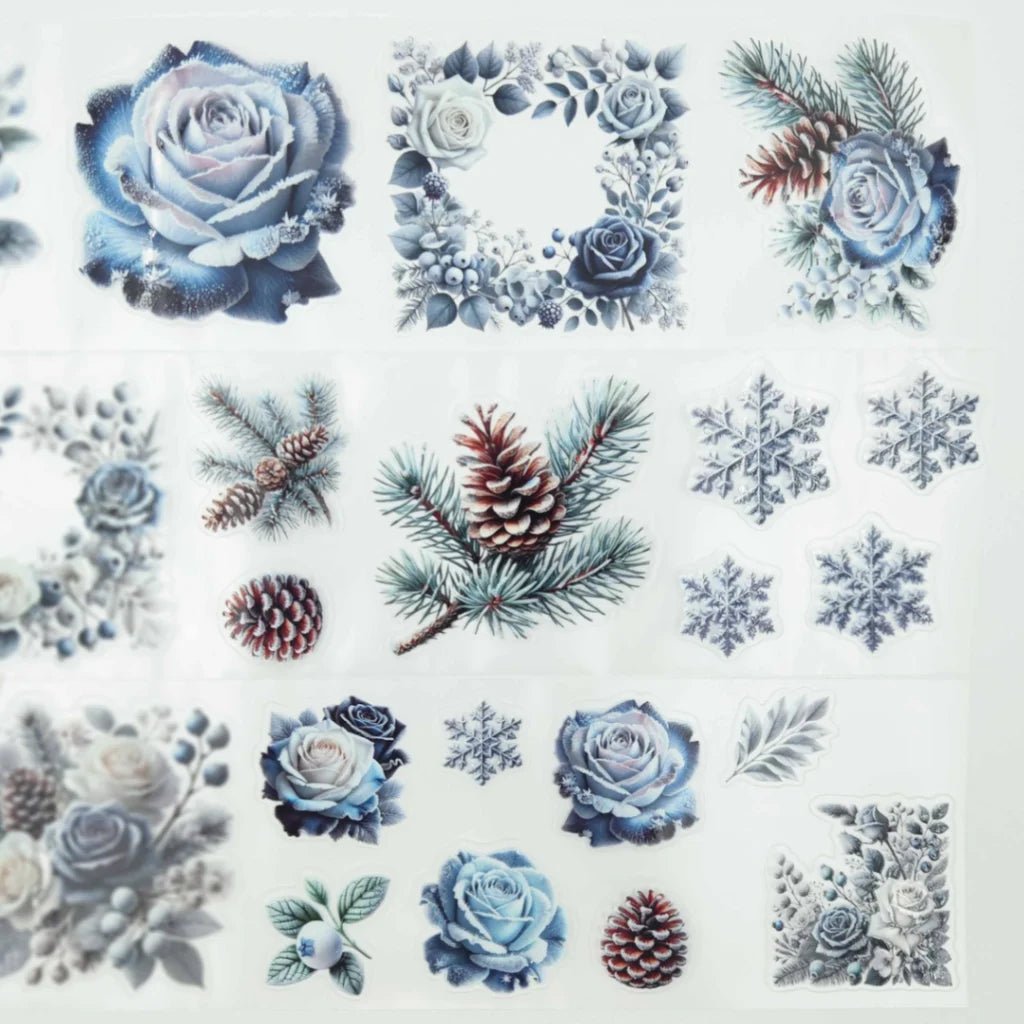 Pet Tape Pre - cut - MIC - Frosty Florals 70 mm - 3 - MIC & MIM Premium Paper Shop - Tidformera