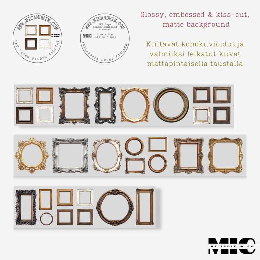 Pet Tape Pre - cut - MIC - Gilded Gallery 3D Glossy 70 mm - 6 - MIC & MIM Premium Paper Shop - Tidformera