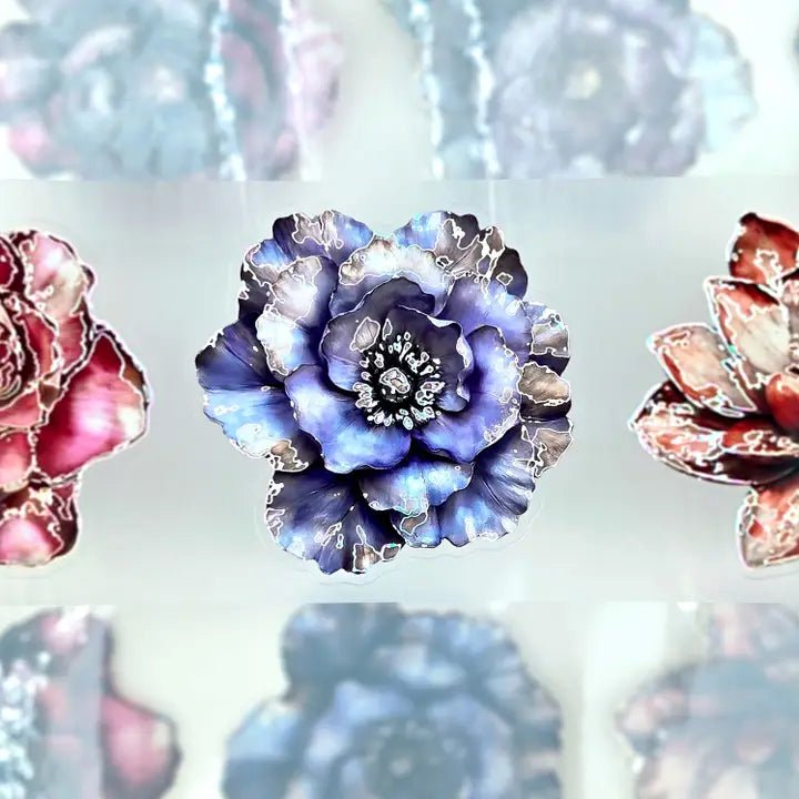 Pet Tape Pre - cut - MIC - Metallic Blooms 3D Foiled 70 mm - 3 - MIC & MIM Premium Paper Shop - Tidformera