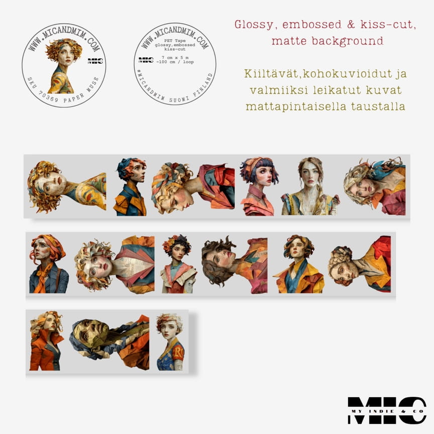 Pet Tape Pre - cut - MIC - Paper Muse 3D Glossy 70 mm - 7 - MIC & MIM Premium Paper Shop - Tidformera