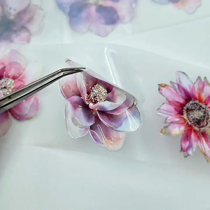 Pet Tape Pre - cut - MIC - Purple & Pink Flowers 3D Foiled 70 mm - 2 - MIC & MIM Premium Paper Shop - Tidformera