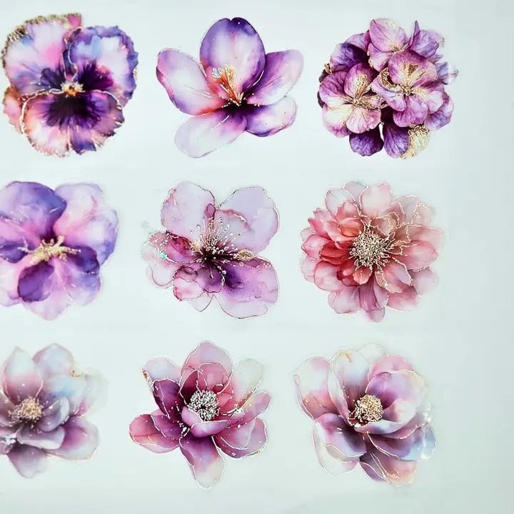 Pet Tape Pre - cut - MIC - Purple & Pink Flowers 3D Foiled 70 mm - 3 - MIC & MIM Premium Paper Shop - Tidformera