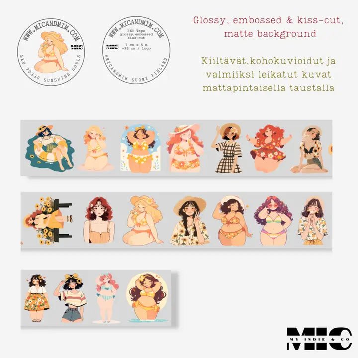 Pet Tape Pre - cut - MIC - Sunshine Souls 3D Glossy 70 mm - 8 - MIC & MIM Premium Paper Shop - Tidformera