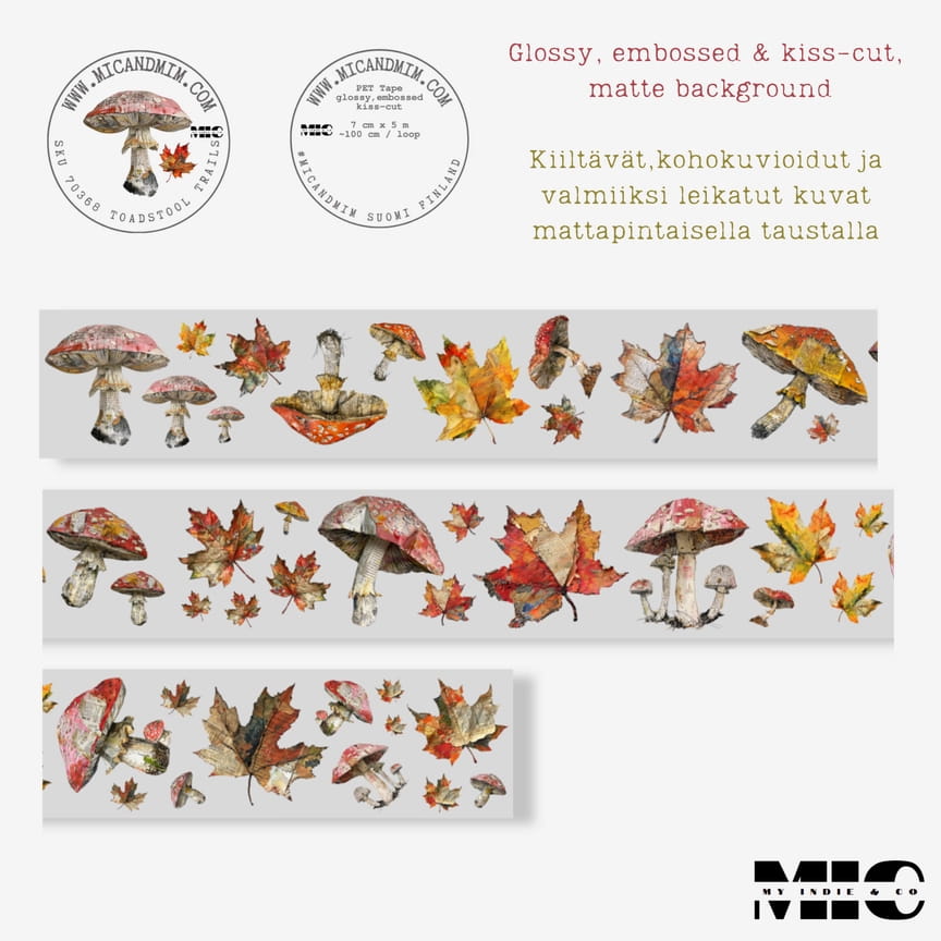 Pet Tape Pre - cut - MIC - Toadstool Trails 3D Glossy 70 mm - 7 - MIC & MIM Premium Paper Shop - Tidformera