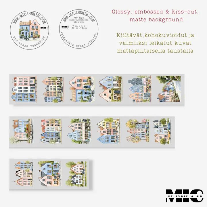 Pet Tape Pre - cut - MIC - Townhouse 3D Glossy 70 mm - 8 - MIC & MIM Premium Paper Shop - Tidformera
