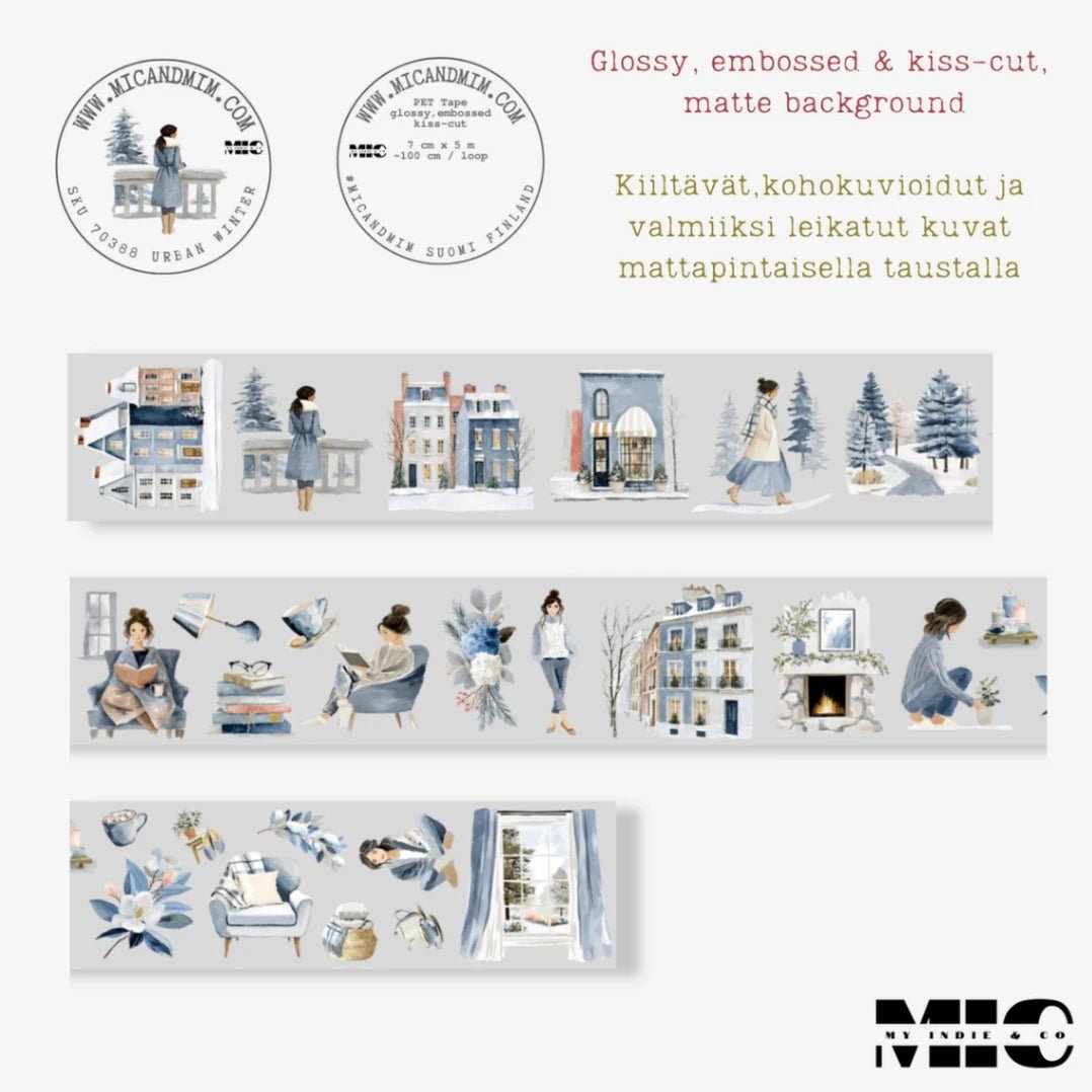 Pet Tape Pre - cut - MIC - Urban Winter 70 mm - 8 - MIC & MIM Premium Paper Shop - Tidformera
