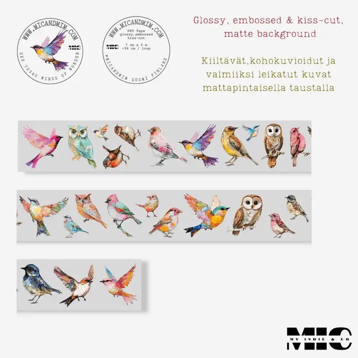 Pet Tape Pre - cut - MIC - Wings of Wonder 3D Glossy 70 mm - 8 - MIC & MIM Premium Paper Shop - Tidformera