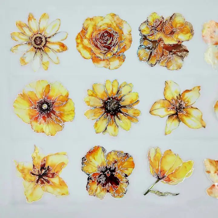 Pet Tape Pre - cut - MIC - Yellow Flowers 3D Foiled 70 mm - 6 - MIC & MIM Premium Paper Shop - Tidformera