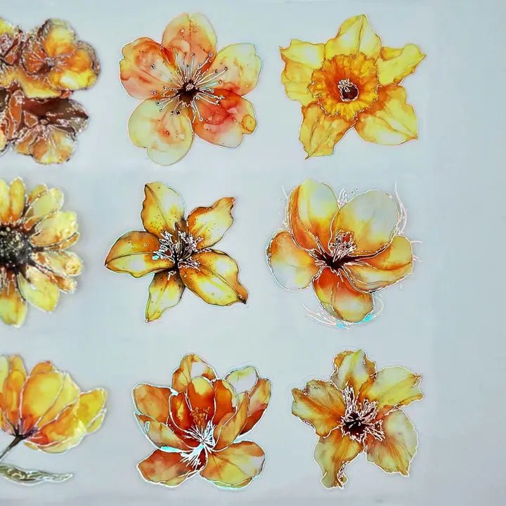 Pet Tape Pre - cut - MIC - Yellow Flowers 3D Foiled 70 mm - 8 - MIC & MIM Premium Paper Shop - Tidformera