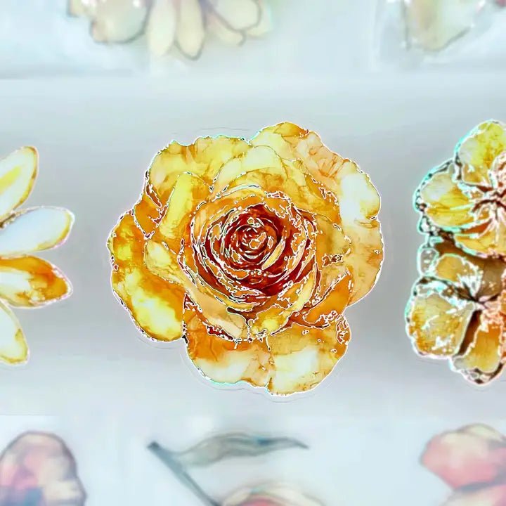 Pet Tape Pre - cut - MIC - Yellow Flowers 3D Foiled 70 mm - 5 - MIC & MIM Premium Paper Shop - Tidformera