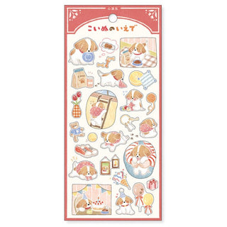 Picture Book Sticker - In my dog's house från Mind Wave . Ett ark med klistermärken där en hund firar födelsedag, klättrar på stege och leker.- Tidformera