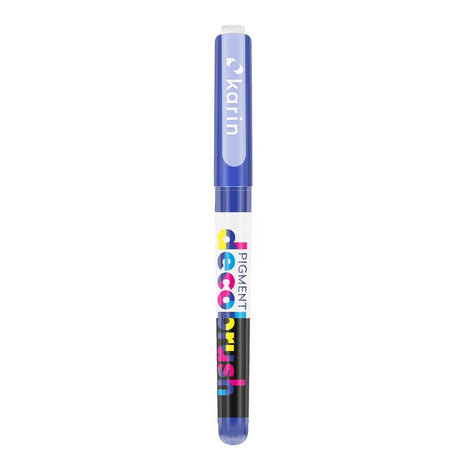 Pigment Decobrush - Royal blue 2728U från Karin - Blå penselpenna med lock - Tidformera