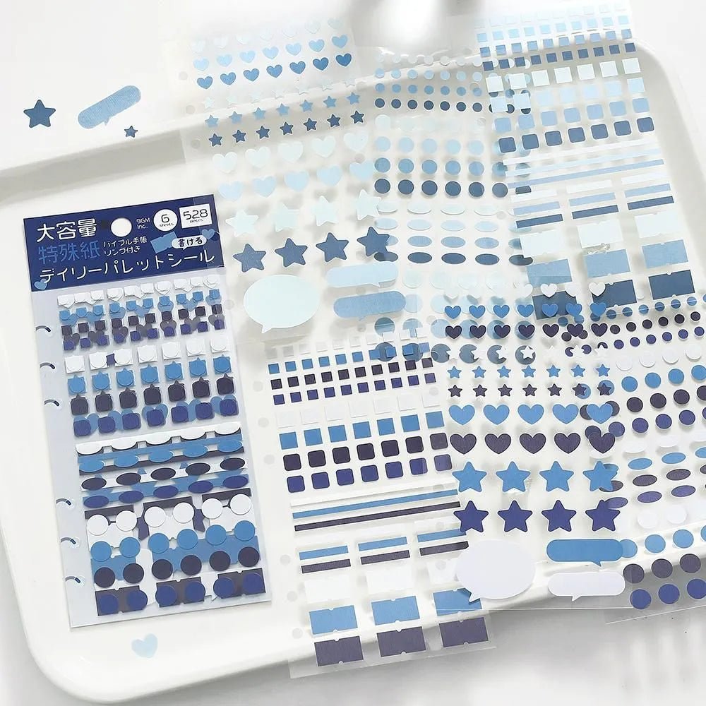 Planner Stickers Sheet - Daily Palette - Ocean - 4 - BGM - Tidformera