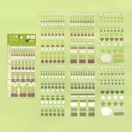 Planner Stickers Sheet - Daily Palette - Olive - 2 - BGM - Tidformera