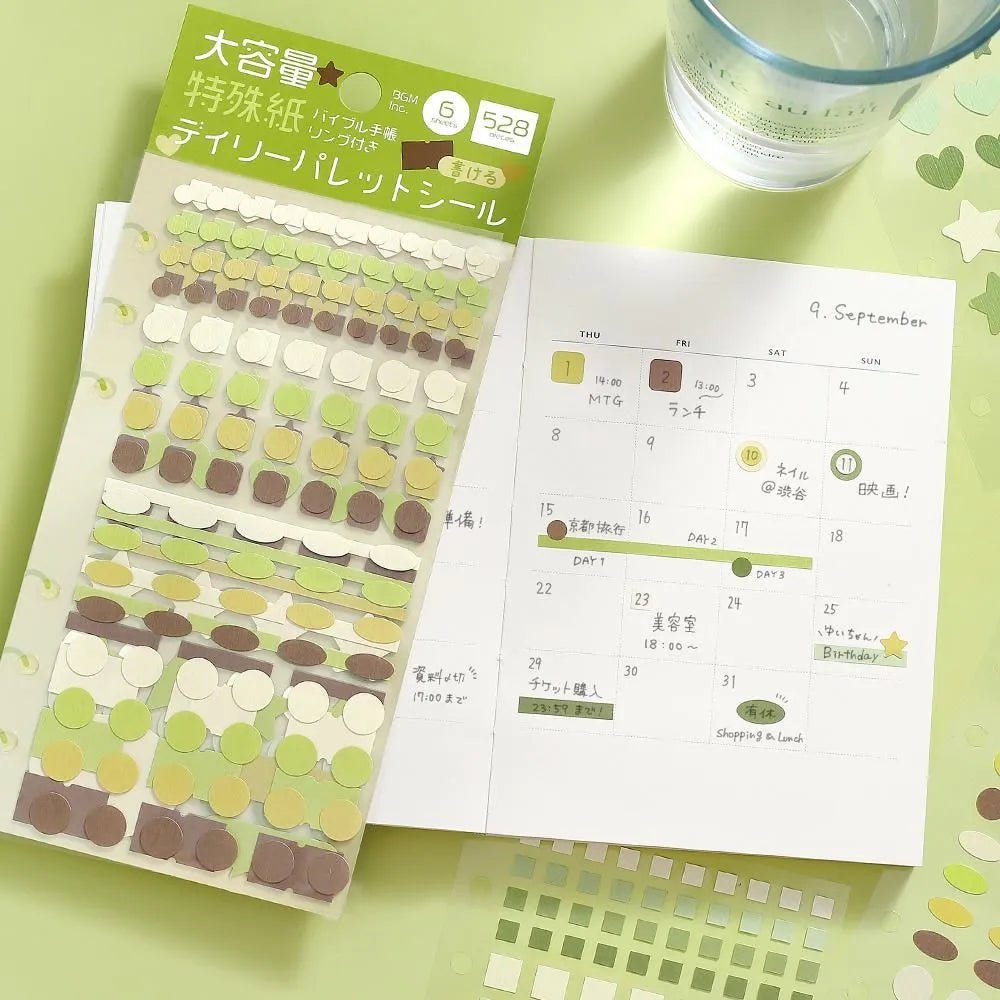 Planner Stickers Sheet - Daily Palette - Olive - 5 - BGM - Tidformera