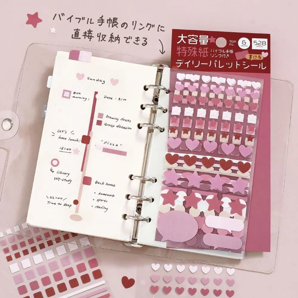 Planner Stickers Sheet - Daily Palette - Raspberry - 3 - BGM - Tidformera