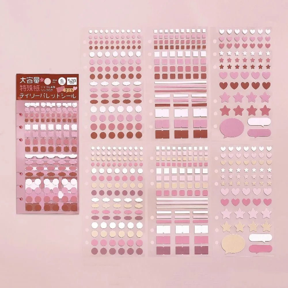 Planner Stickers Sheet - Daily Palette - Raspberry - 2 - BGM - Tidformera