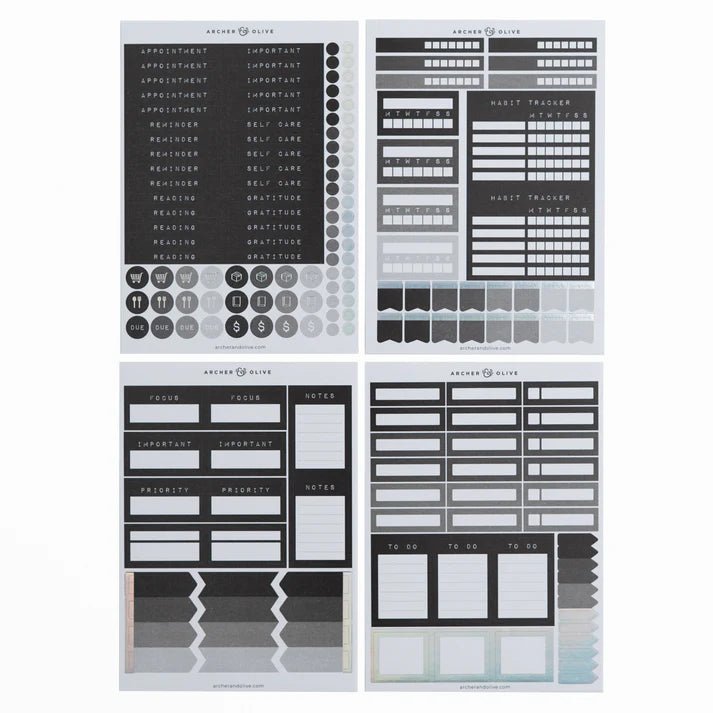 Planning Sticker Set - Ink & Type - 2 - Archer & Olive - Tidformera