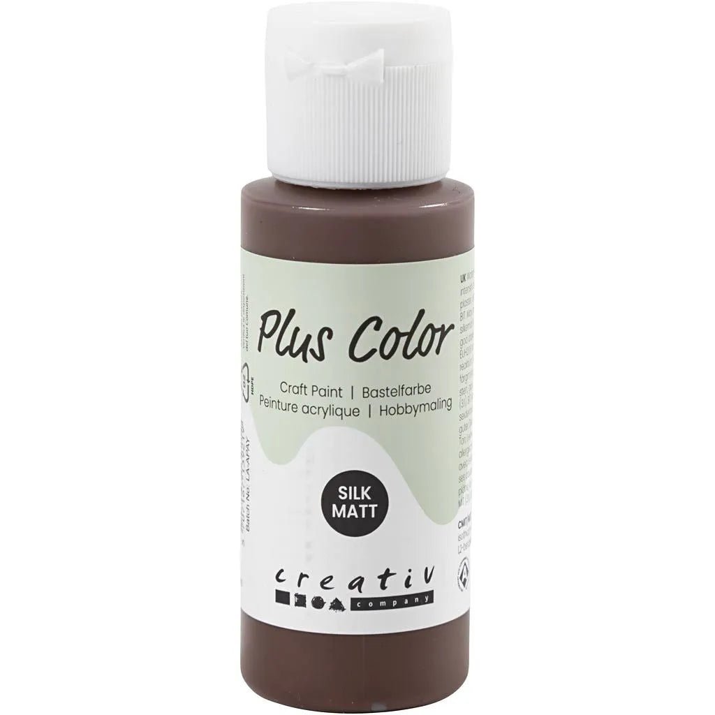 Plus Color Hobbyfärg - Akrylfärg 60 ml Matt - Chocolate från Creative Company. En flaska full med brun färg. - Tidformera