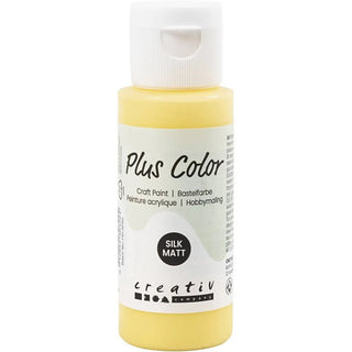 Plus Color Hobbyfärg - Akrylfärg 60 ml Matt - Primrose Yellow från Creative Company.  En flaska med gul färg. - Tidformera