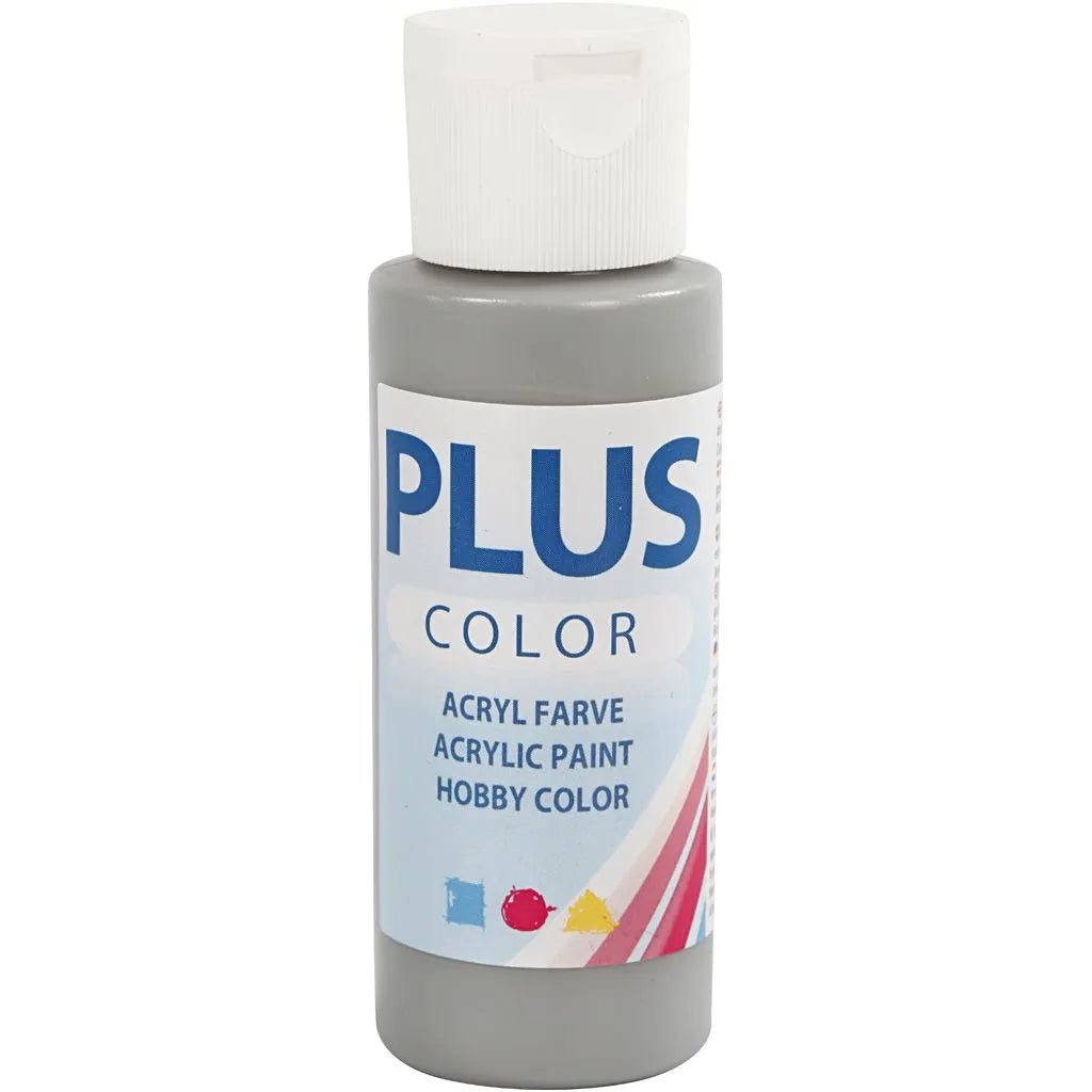 Plus Color Hobbyfärg - Akrylfärg 60 ml Matt - Rain Grey - 1 - Creative Company - Tidformera