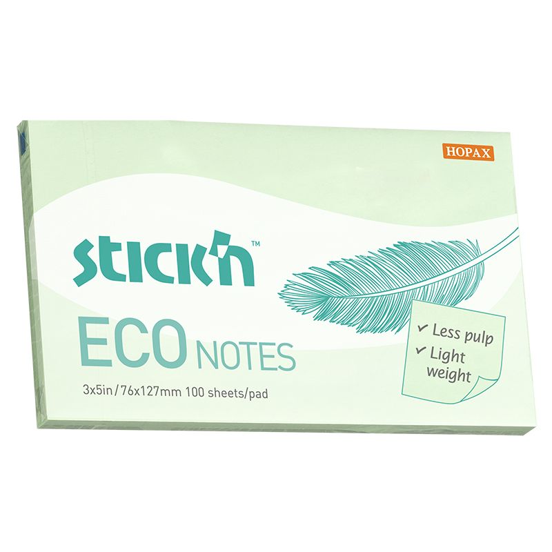 Post - it Eco notes - 76 x 127 mm - Grön - 1 - Stick'n - Tidformera