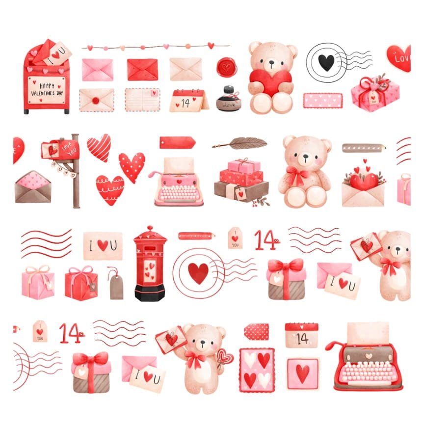 Pre cut Pet Tape - Penpaling Paula - Valentine's Mail - 2 - Penpaling Paula - Tidformera