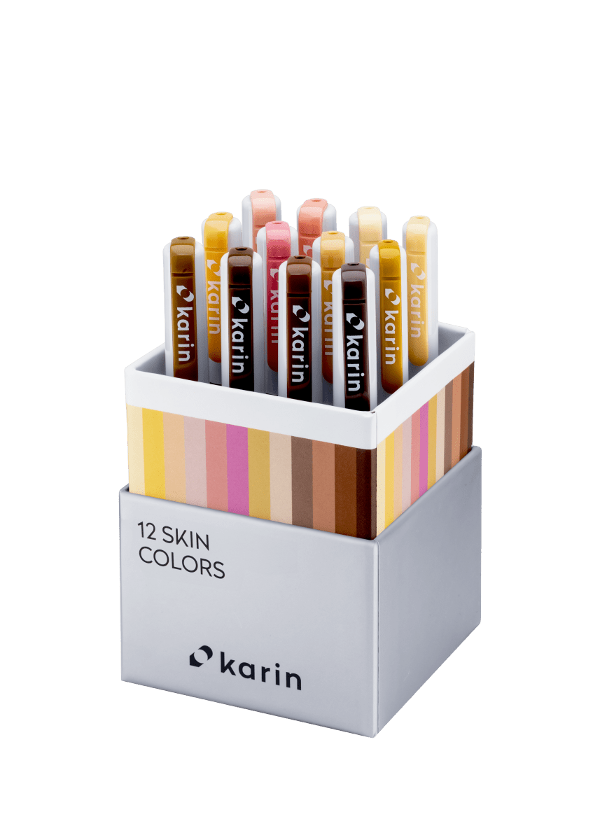 Realbrush PRO 12 - pack - Skin colors från Karin. Förpackning med 12 penselpennor i hudfärger. - Tidformera