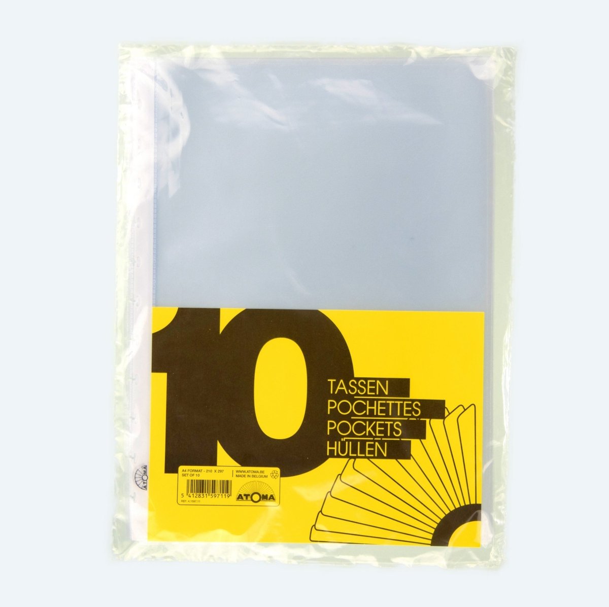 Förpackning med plastfickor. Refill Atoma Notebook A4 - Plastficka 10 - pack från Atoma - Tidformera