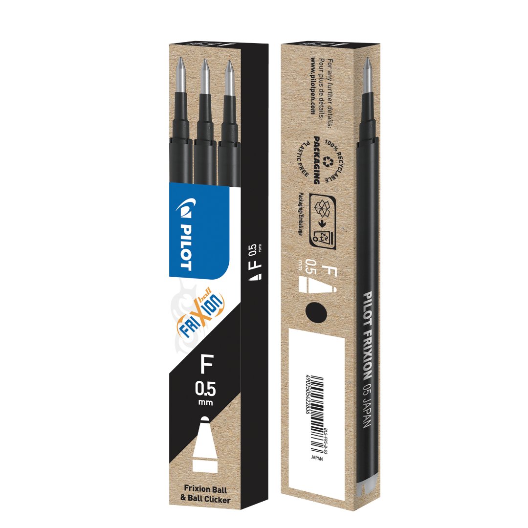 Refill FriXion Ball F 0,5 Svart 3 - pack - 3 - Pilot - Tidformera