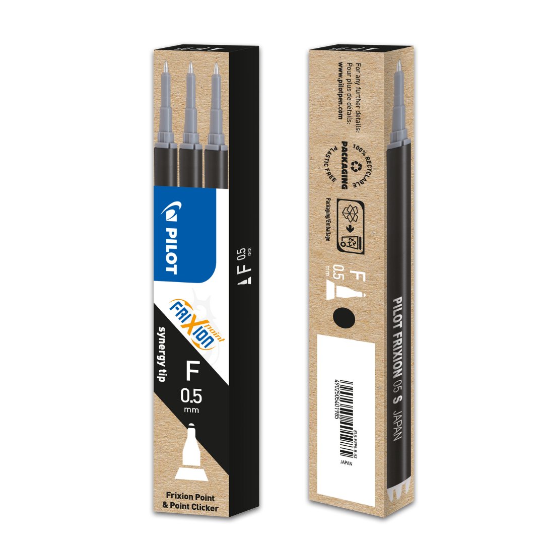 Refill FriXion Point F 0,5 Svart 3 - pack - 2 - Pilot - Tidformera