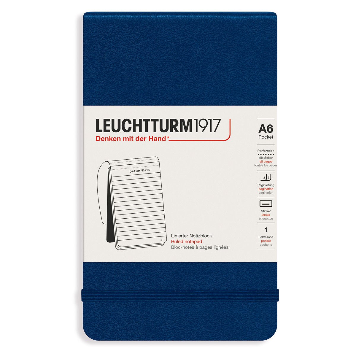Reporterblock Lt A6 Hård pärm Linjerad - Navy - 1 - Leuchtturm1917 - Tidformera