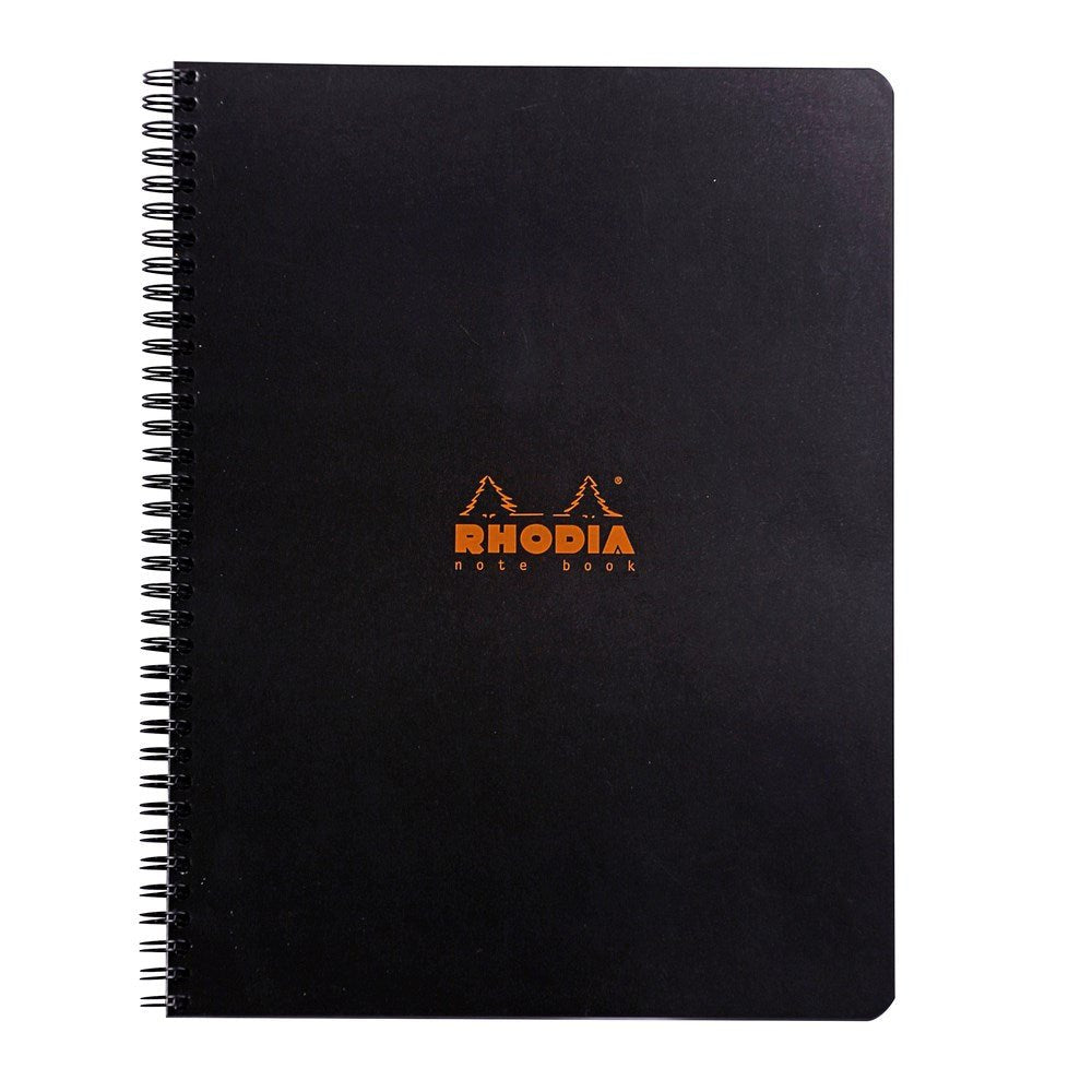 Rhodia Spiralblock A4+ Rutat Långsida från Rhodia - Svart skrivblock med spiralbindning på sidan - Tidformera