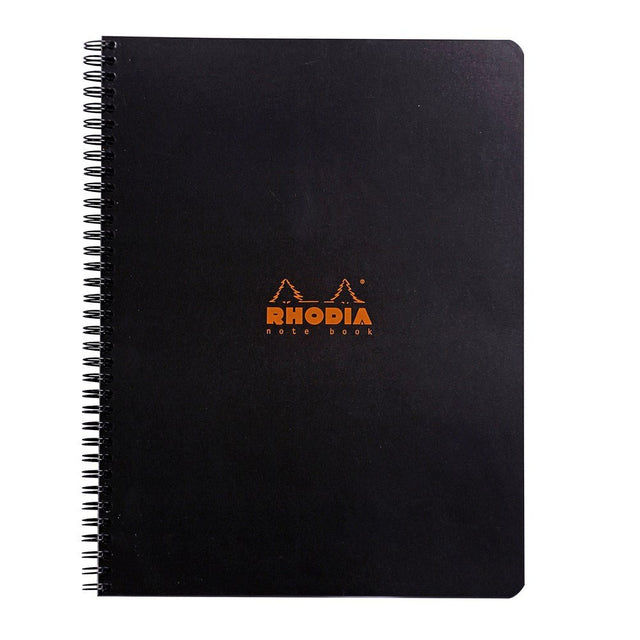 Rhodia Spiralblock A4+ Rutat Långsida från Rhodia - Svart skrivblock med spiralbindning på sidan - Tidformera
