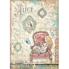 Rice Paper A4 Alice Looking - glass House - 1 - Stamperia - Tidformera