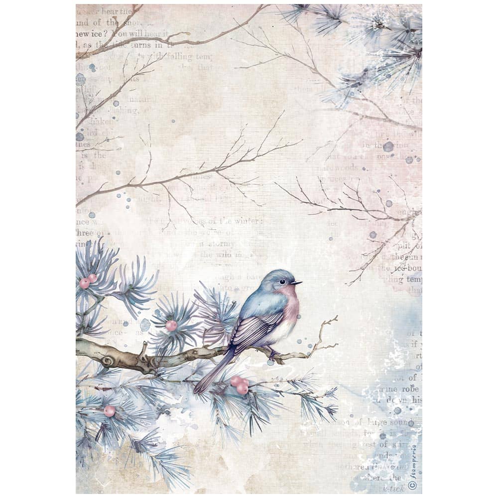 Rice Paper A4 - Dewdrops - Bird - 1 - Stamperia - Tidformera