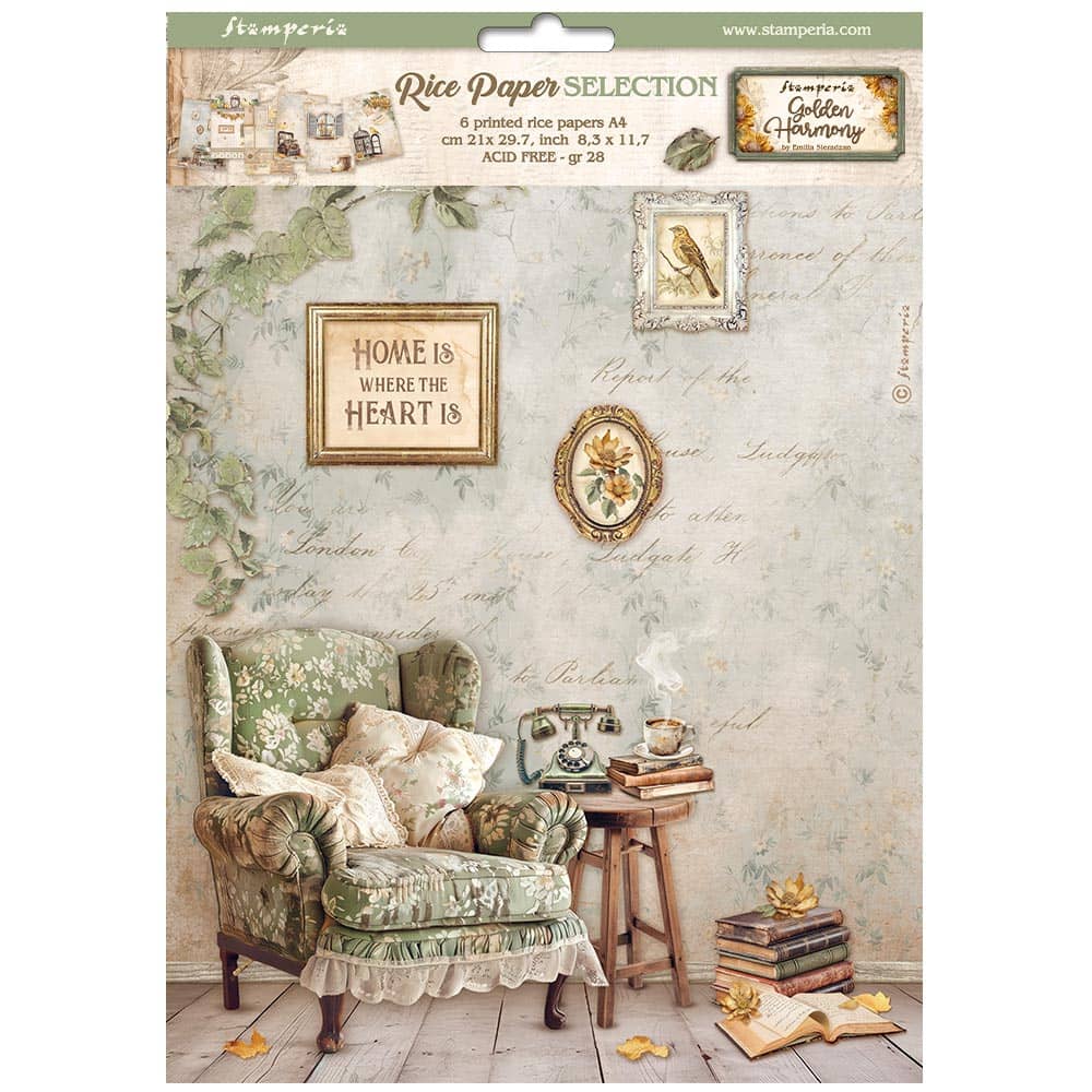 Rice Paper A4 - Golden Harmony - 6 - pack - 1 - Stamperia - Tidformera