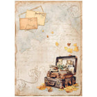 Rice Paper A4 - Golden Harmony - Suitcase - 1 - Stamperia - Tidformera