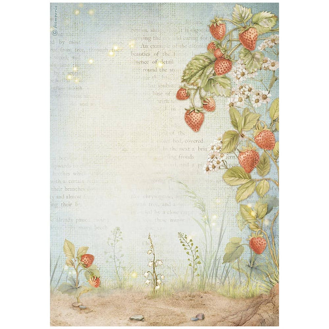 Rice Paper A4 - Hidden Grove - Strawberries - 1 - Stamperia - Tidformera