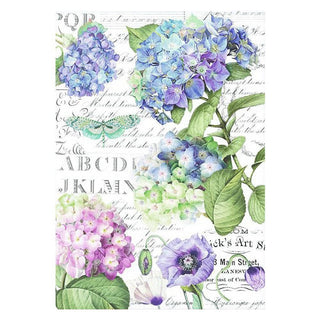 Rice Paper A4 - Hortensia & Dragonfly - 1 - Stamperia - Tidformera