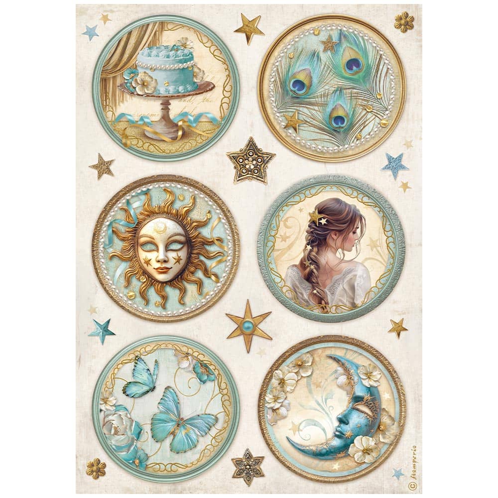 Rice Paper A4 - Masquerade - 6 - pack - 7 - Stamperia - Tidformera