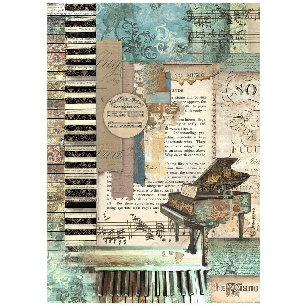 Rice Paper A4 - Music - Piano - 1 - Stamperia - Tidformera