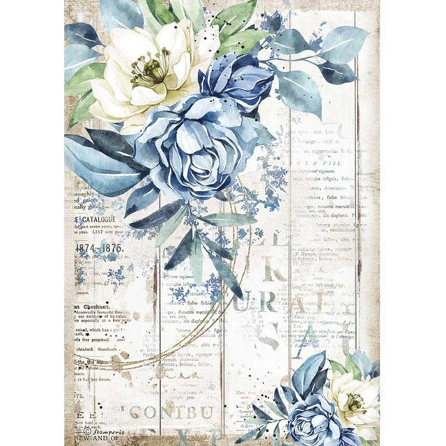 Rice Paper A4 - Romantic Sea Dream Blue - 1 - Stamperia - Tidformera